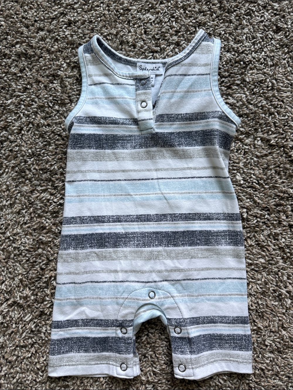 Splendid Blue & Gray Striped Tank Romper